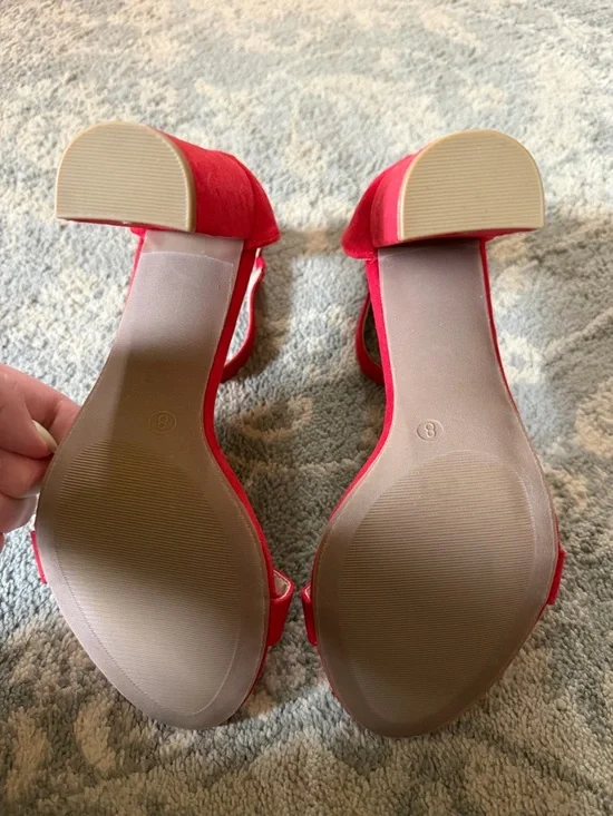 Charlotte Russe Red Ankle-Strap Block Heel Sandals - Picture 3 of 5